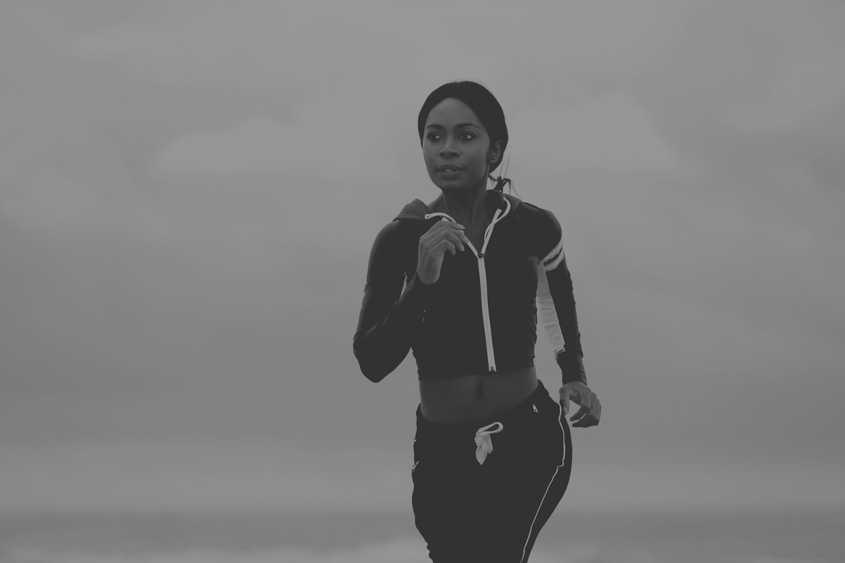 Young Black Sports Woman Running Outdoors