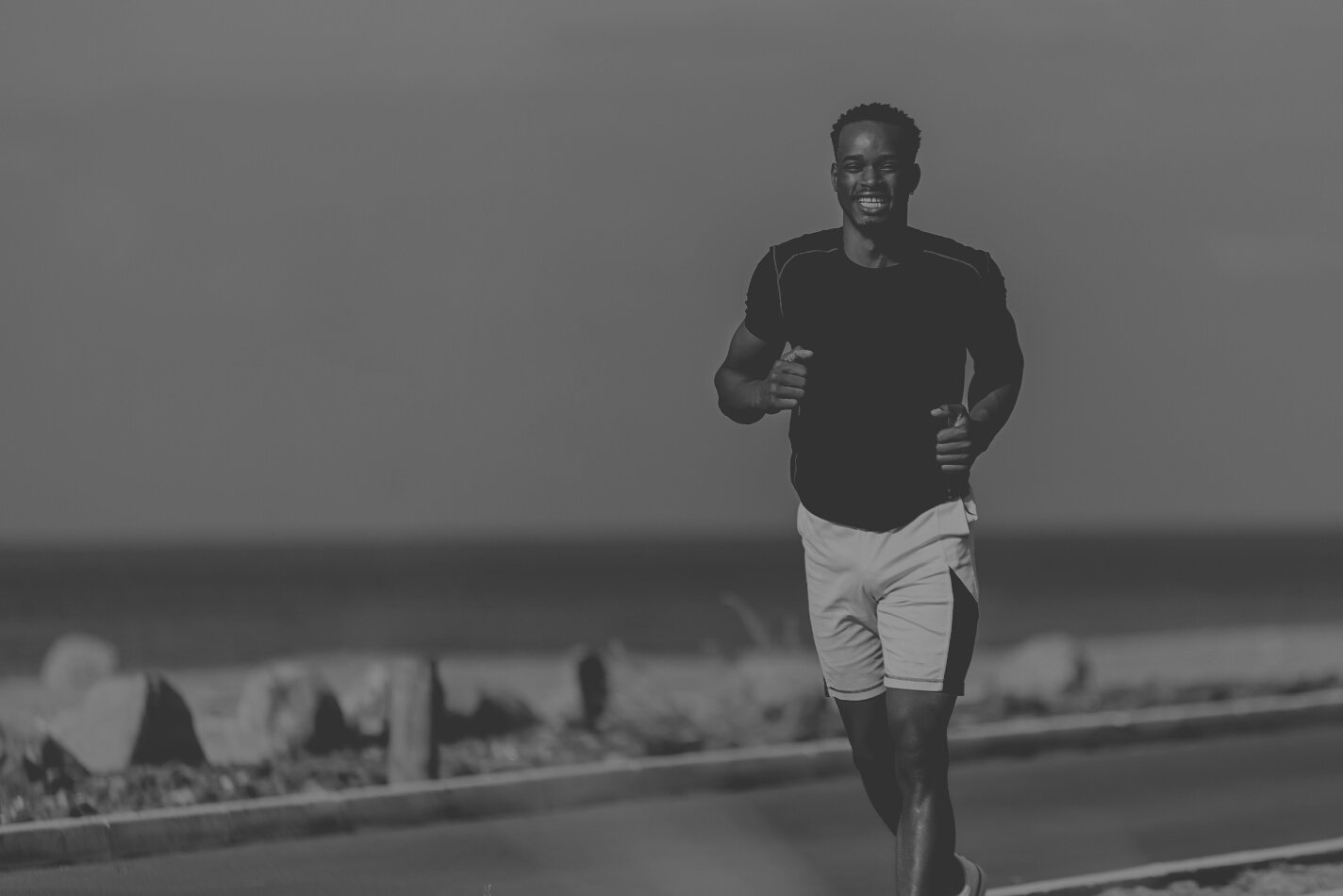 Black African American Young Man Running Outdoor